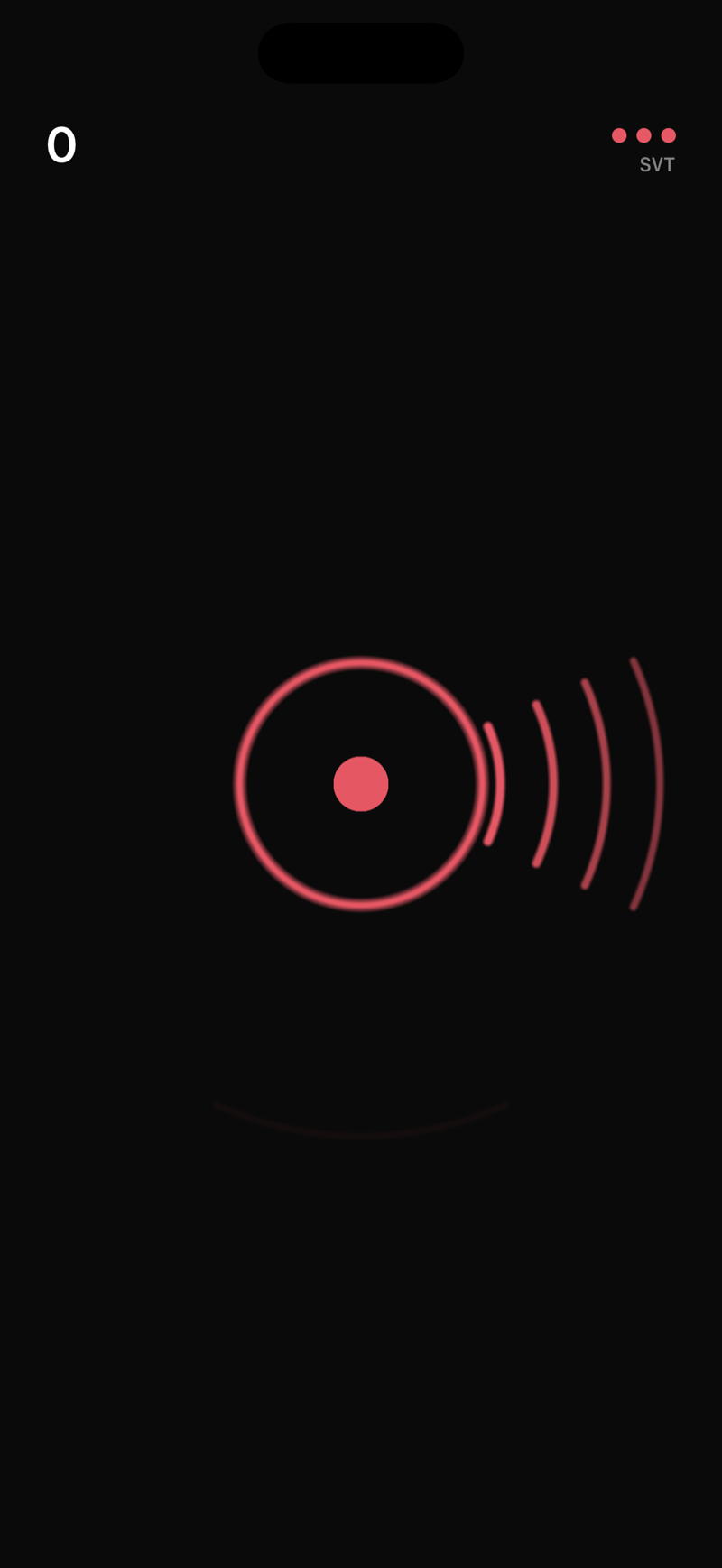 A Pulse run in SVT. Crimson arcs close in on a centre core.